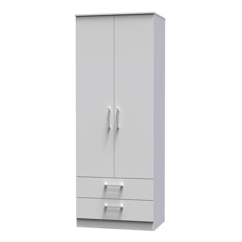 Fully Assembled Devon 1 Door Wardrobe, Grey, 196" H x 74" W x 53" D