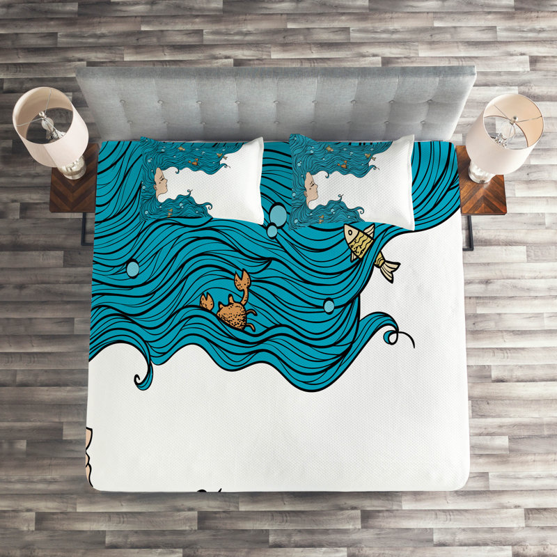 Coastal Polyester Coverlet, King Bedspread + 2 Shams