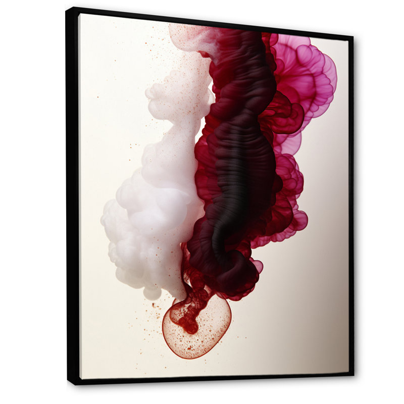 Nuage d'encre magenta exquis, H 32 po x l 24 po x P 1 po, Cadre flottant noir