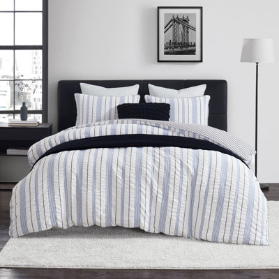 Seersucker Stripe Duvet Set Blue