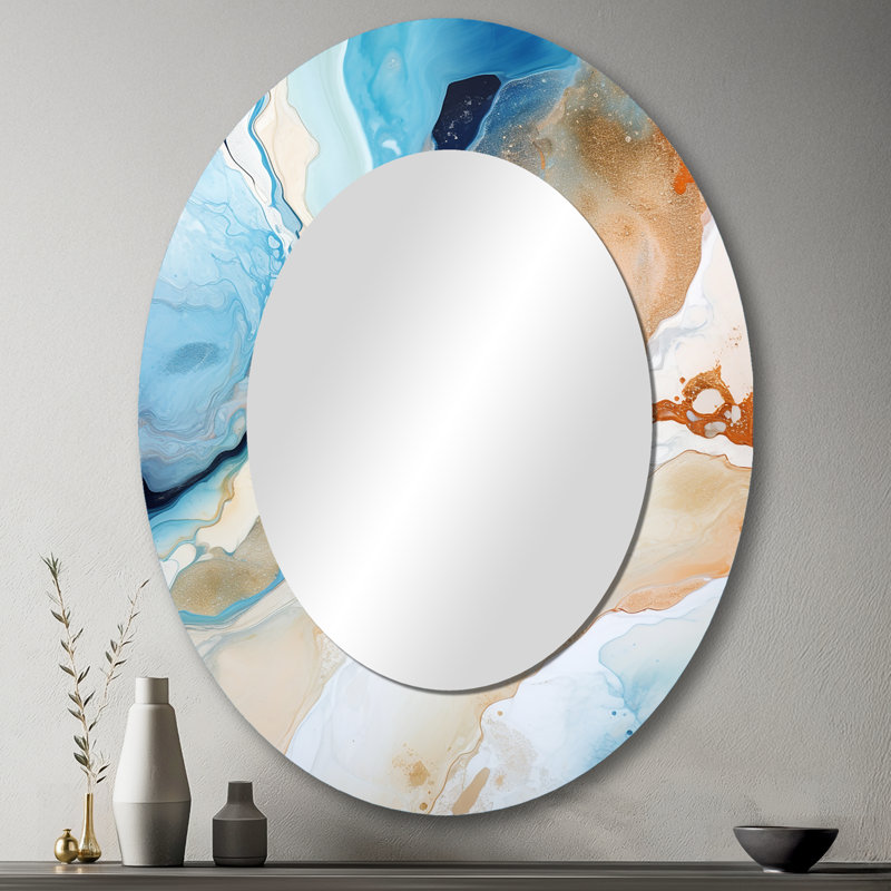 Miroir mural bleu et blanc Geyser, 43 po x 33 po