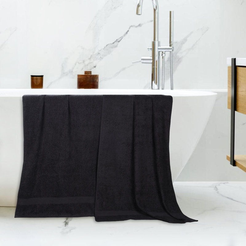 Franklin 100% Cotton Lightweight Quick-Drying Bath Sheet, Black