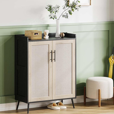6-Tier Rattan Shoe Cabinet with Doors