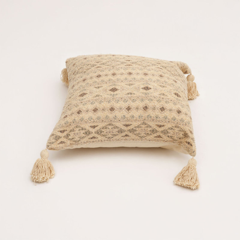 Beige Lumbar Cushion, Square 45cm, Beige Geometric