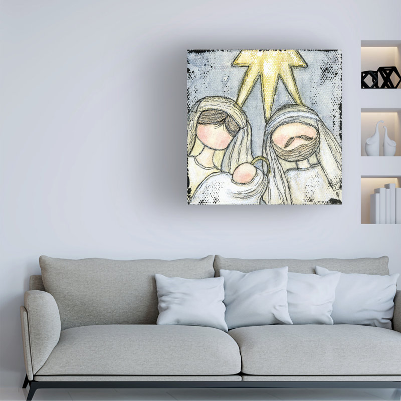 Œuvre sur toile de la Sainte Famille bolognaise, H 14 po x l 14 po