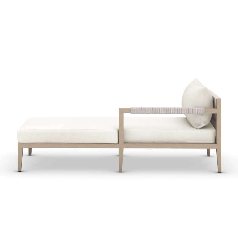 Sherwood Outdoor Chaise Lounge, Weathered Gray/Dark Gray, Polyester Blend Ivory