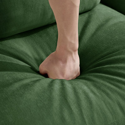 Canapé d'angle modulaire 4 places au design moderne et minimaliste capitonné, en forme de U, avec 2 poufs amovibles et d'épais coussins d'assise confortables, idéal pour le salon, en chenille marron.