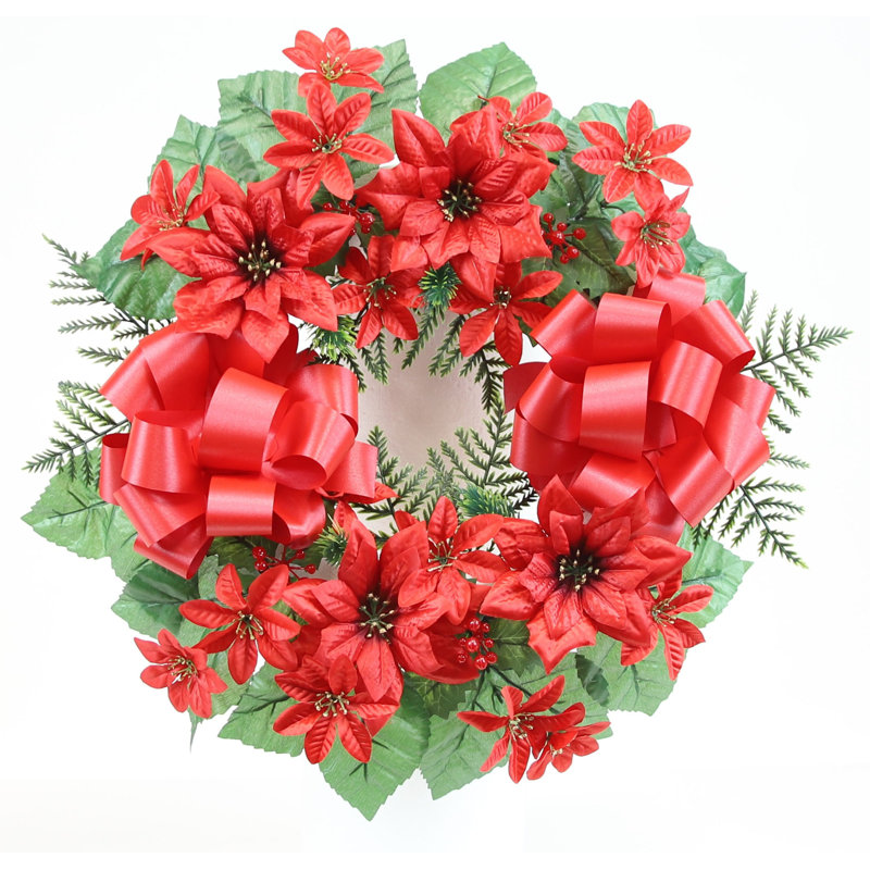 Faux Poinsettia 18'' Wreath