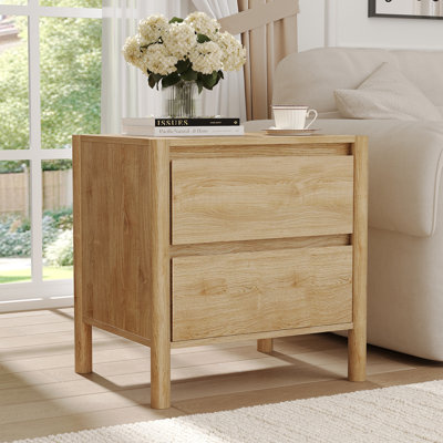 Modern Nightstand With 2 Drawers, End Table With Round Legs For Living Room, Bedroom（Set of 2）