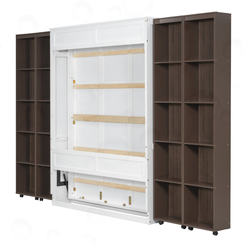 Grand lit escamotable avec portes de rangement, Espresso