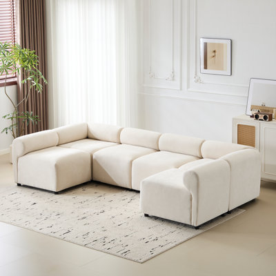 Canapé modulaire en U de 6 pièces Evelyn de 114 po - Combinaison ultime pour les grands espaces