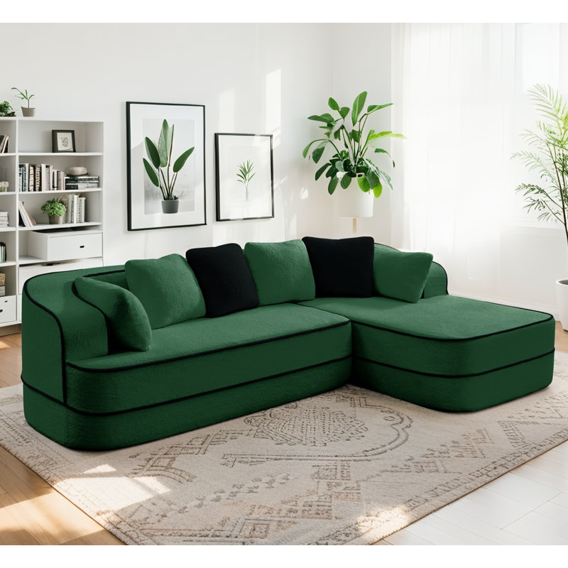 Canapé modulaire en tissu 106 po Teddy , Orienté à gauche (vu de face), Vert