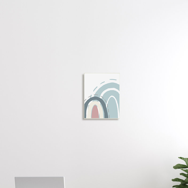 «Blue Double Rainbow Abstract Soft Neutral Sky» par Kali Wilson - Peinture, Plaque murale, H 15 po x l 10 po