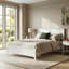 Grand lit plateforme moderne en bois massif avec lattes en bois robustes - pas besoin de sommier tapissier-185992509-187248967
