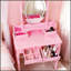 Ensemble de coiffeuse avec miroir et tabouret rembourré Princess