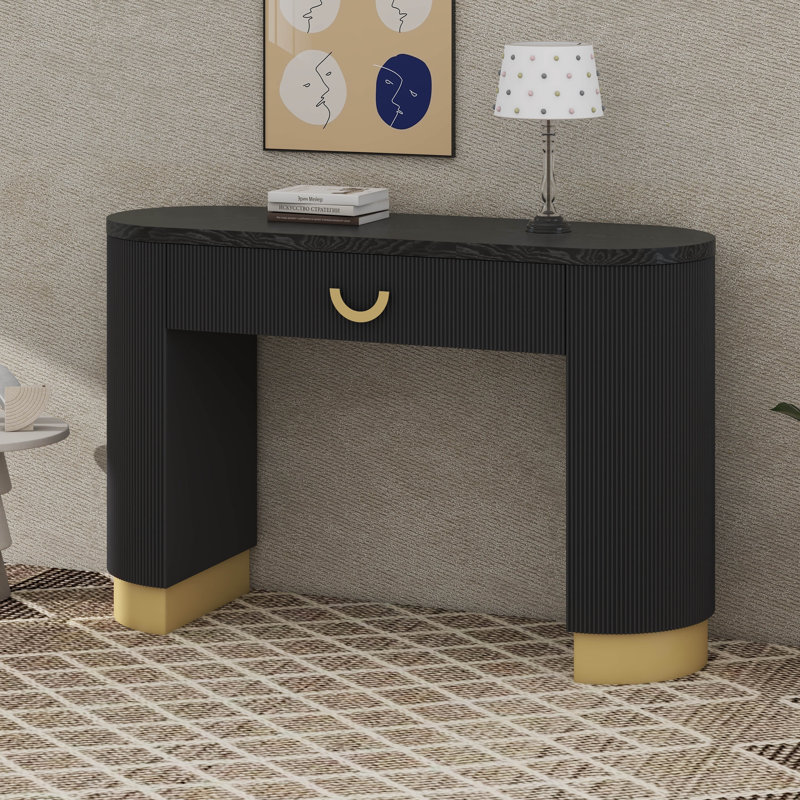 Console de vestibule moderne avec un design à nervures verticales et un tiroir fonctionnel