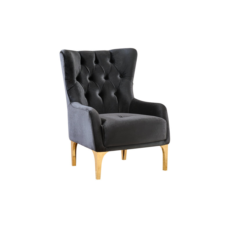 Chaise avec accoudoirs rembourrés Keivin, Noir