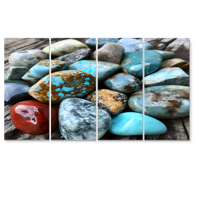 Ensemble de 4 roches turquoise et spirituelles, H 28 po x l 48 po