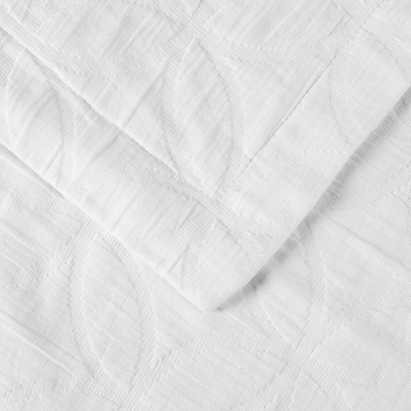 Ensemble de couvre-lit matelassé en coton The Blue Nile Mills, Couvre-lit de très grande taille et 2 taies déco, Blanc