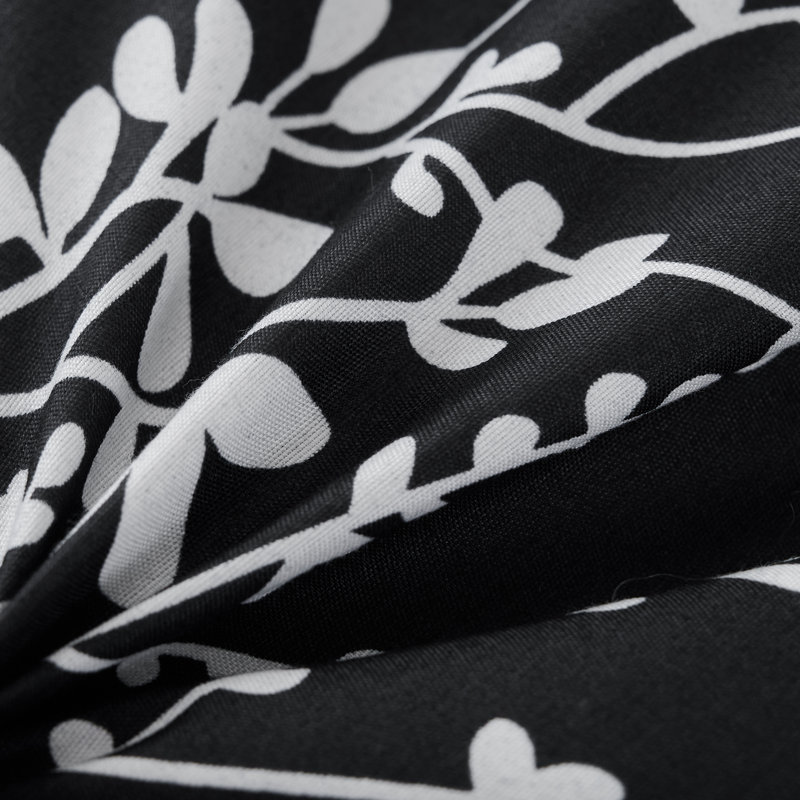 Foliage Reversible Comforter Set, Black/White, Twin Comforter Set + 4 Additional Pieces