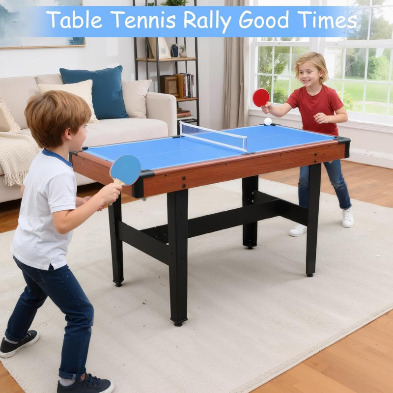 Ensemble de table 48 pouces 3-en-1 multi-jeux avec billard, air hockey et tennis de table, salle de jeux familiale