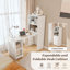 Bureau extensible, bureau avec tablettes de rangement et roulettes mobiles, bureau pliable pour petits appartements et bureaux, marbre blanc