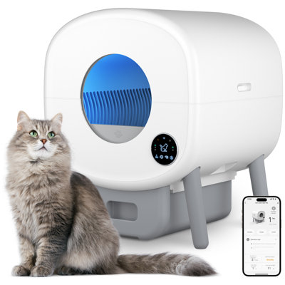 Self Cleaning Cat Litter Box, Large Capacity Automatic Cat Litter Box Self Cleaning for Cats, App Control,Safety Protection, 2 Roll Garbage Bags