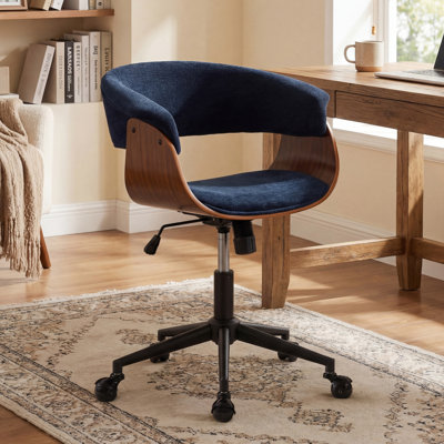 Comfortable Adjustable Office Chair With Padded Seat And Back, Swivel Computer Desk Chair With Wheels, Blue