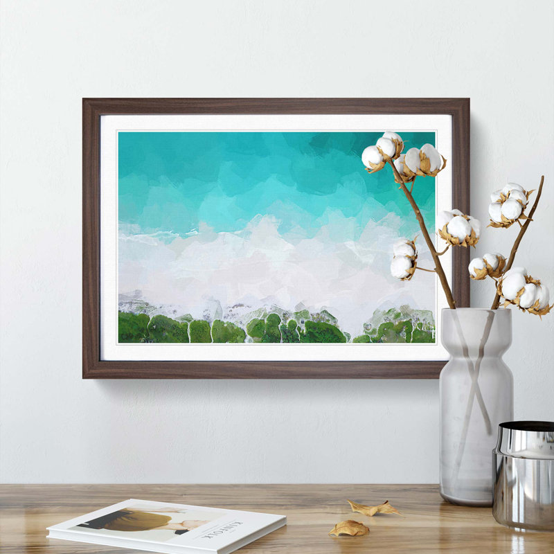 Kailua-Kona in Hawaii in Abstract - Framed Print, 50cm H x 76cm W x 2cm D, Walnut