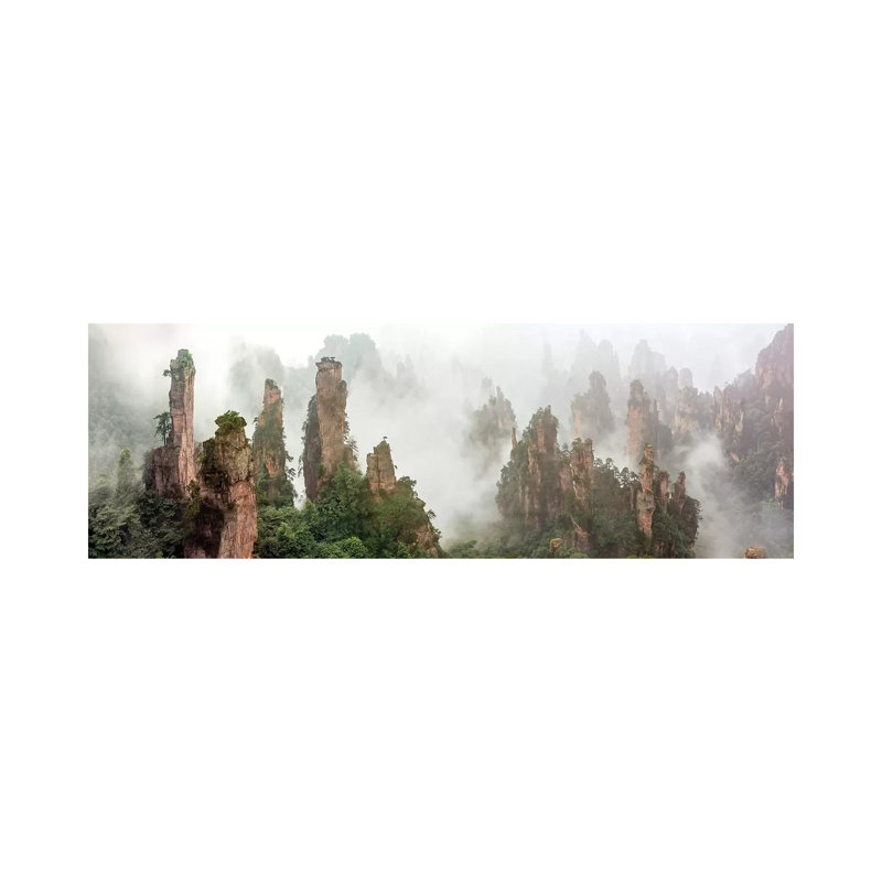Cloud-Shrouded Zhangjiajie by Hua Zhu - Panoramic Print on Canvas, 30.48cm H x 91.44cm W x 3.81cm D, Wrapped Canvas