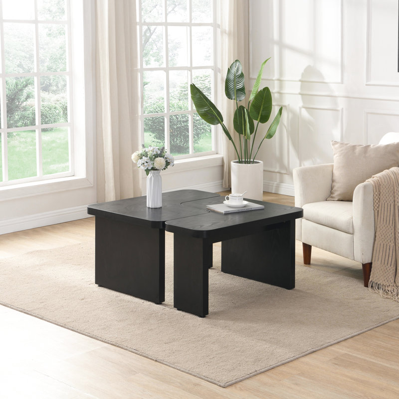 Table basse détachable en forme de L, rectangulaire en bois 45,87 * 24,26 et 35,43 * 31,49 pouces, pour la chambre de la salle de presse