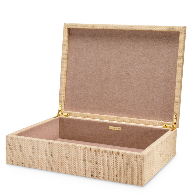 Cadiz Handmade Raffia Decorative Box, 3.94" H x 15.75" W x 11.81" D