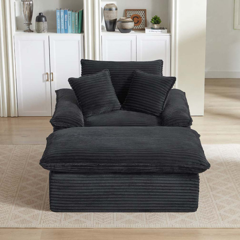 Fauteuil d'appoint avec repose-pieds, Gris foncé