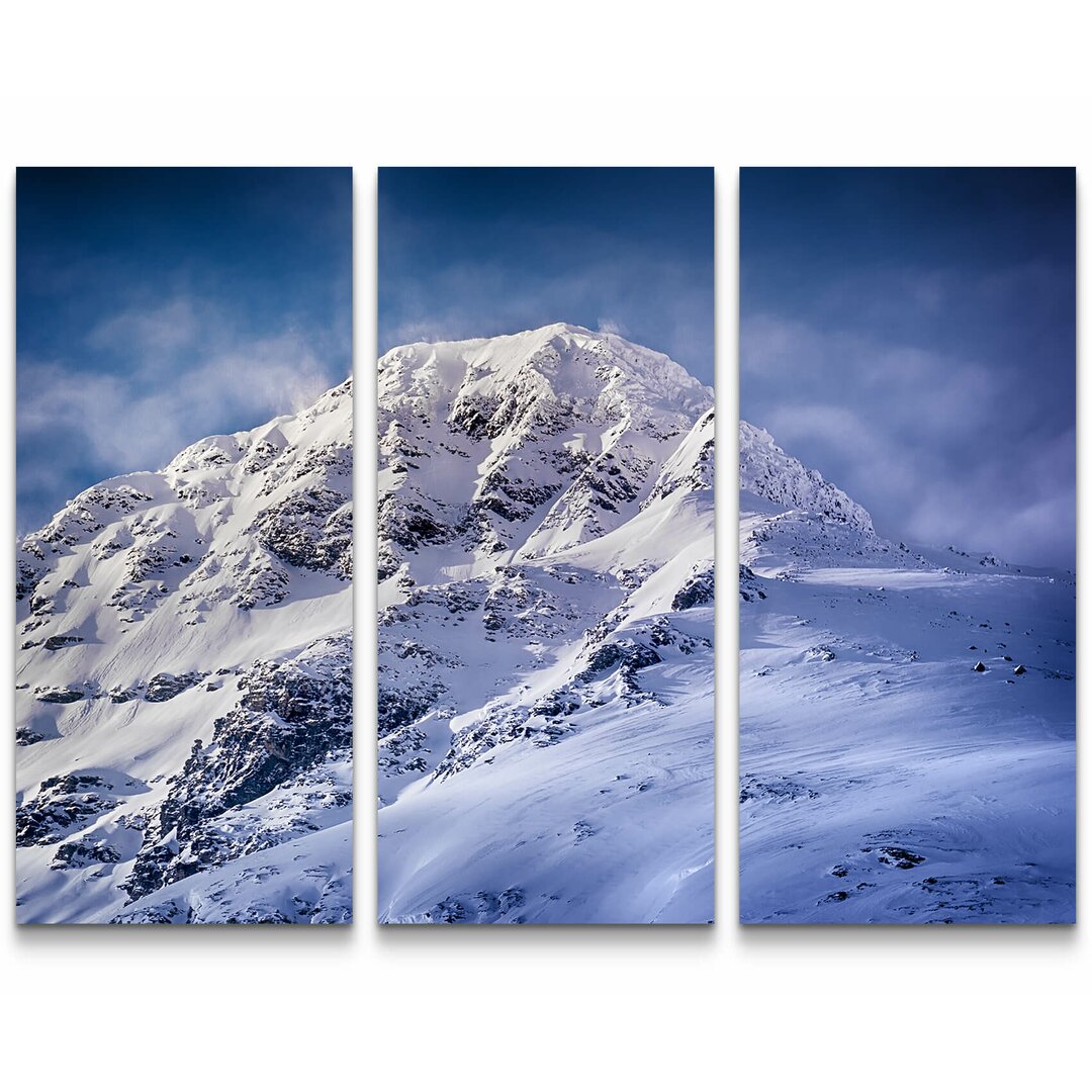 3-tlg. Leinwandbilder-Set Schneebedeckte Bergkuppen in Norwegen