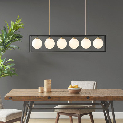 6-Light Frosted Glass Globe Linear Chandelier