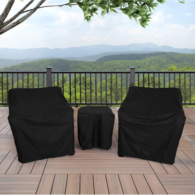 3-Piece Outdoor Patio Furniture Cover Set – Waterproof Bistro Sofa & Table Protector Black
