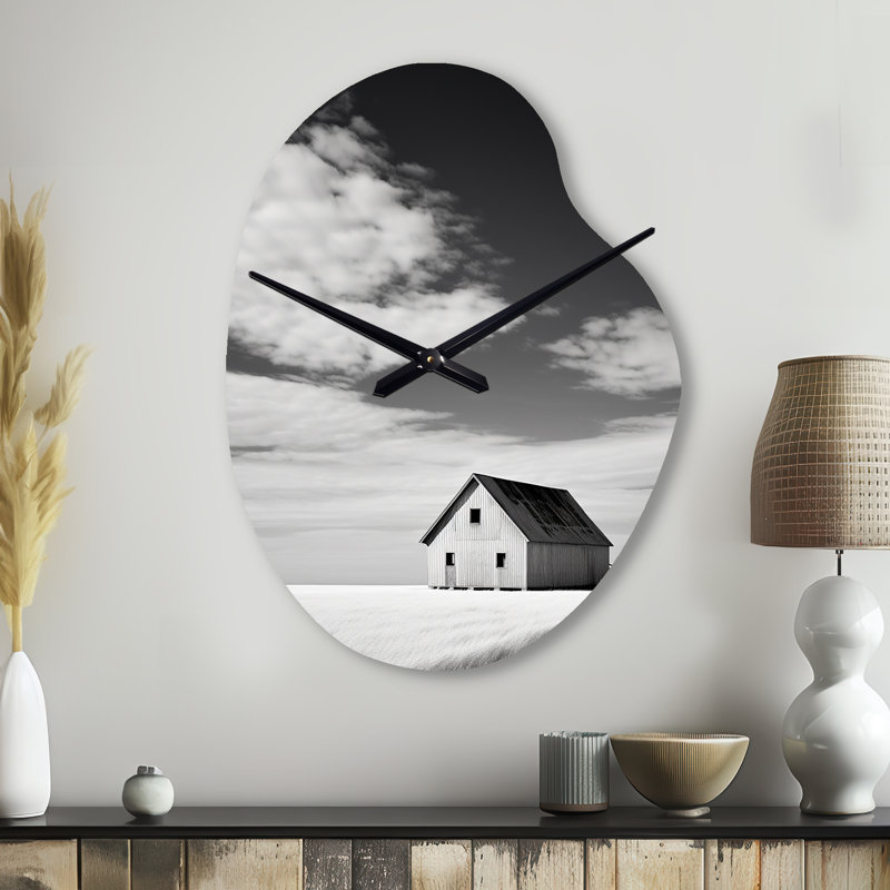 Horloge murale en métal grange noire et blanche, Grand