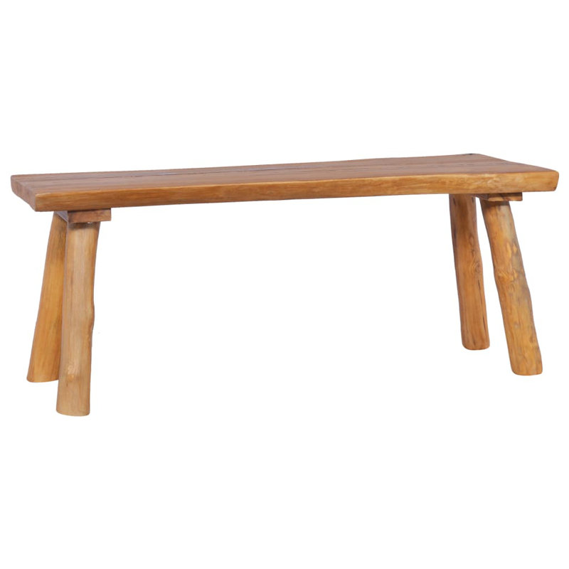 Kansas Solid Wood Teak Outdoor Bench, 120cm W x (35-40)cm D x 49cm H