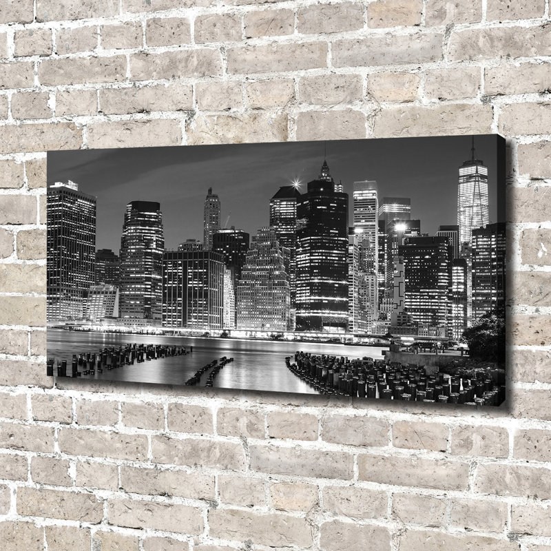 Manhattan By Night - Wrapped Canvas Print