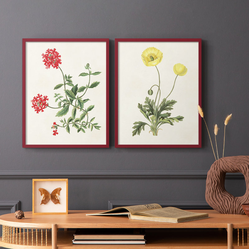 «Flowers of the Seasons», impression encadrée de qualité supérieure - prête à être accrochée - aucun clou requis - aucun clou requis