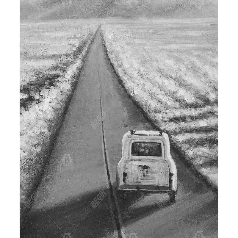 «Car on the Road - Man Cave Transport», reproduction d'art sur toile