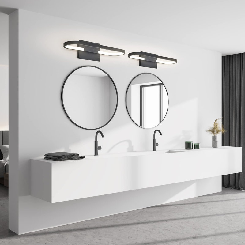 Modern Hoop Edge Lit LED Vanity Light - 20 Inch Wall Mounted Modern Bathroom Light Fixture - 10W, 3000K & ETL Listed