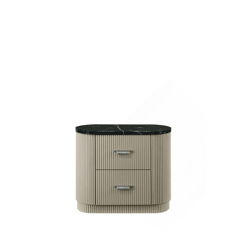 Table de chevet moderne à plateau ovale en marbre avec 2 tiroirs