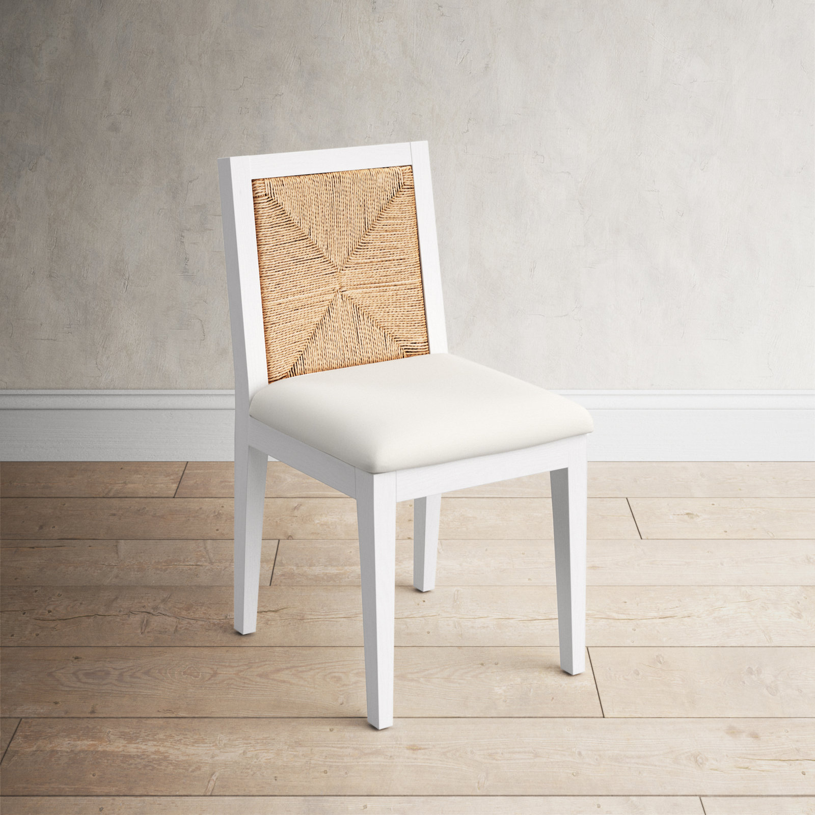 Hudgins Woven Back Side Chair, White