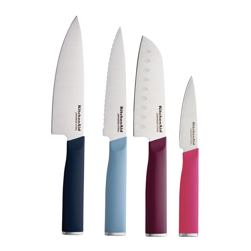 Ensemble de couteaux de chef Kitchenaid, 4 pièces, Noir / bleu / rouge / rose