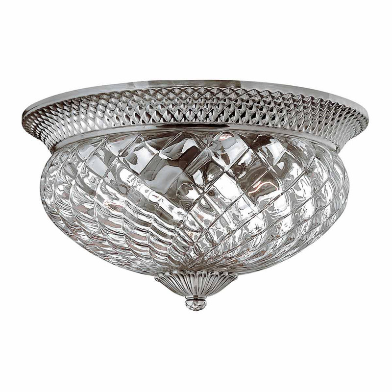 Bellville Glass Flush Mount, 22.2cm H x 40.6cm W, Antique Nickel