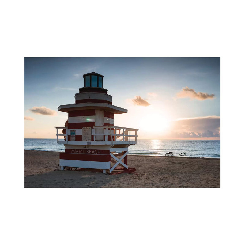 Sun Rising over Miami 1 Piece Wrapped Canvas Wall Art, 20.32 cm H x 30.48 cm W