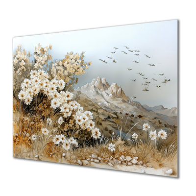 Aquarelle, tournesol, désert, paysages, tournesols, impression murale sur métal