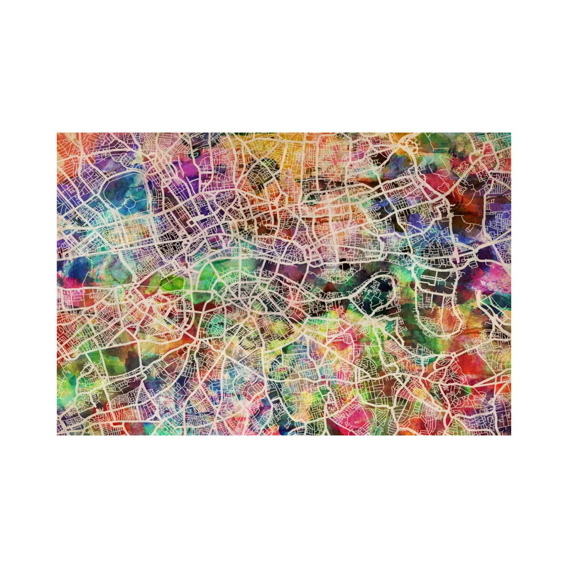 London Map Watercolour II by Michael Tompsett - 1 Piece Wrapped Canvas Painting, 20.32 cm H x 30.48 cm W