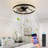 20" Black Modern Led Ceiling Fan Light With Remote & Crystal Design-1137966896